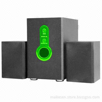 2.1-ch Wooden Speakers with Super Subwoofer, Can Add USB/SD/MMC/FM Radio Functions
